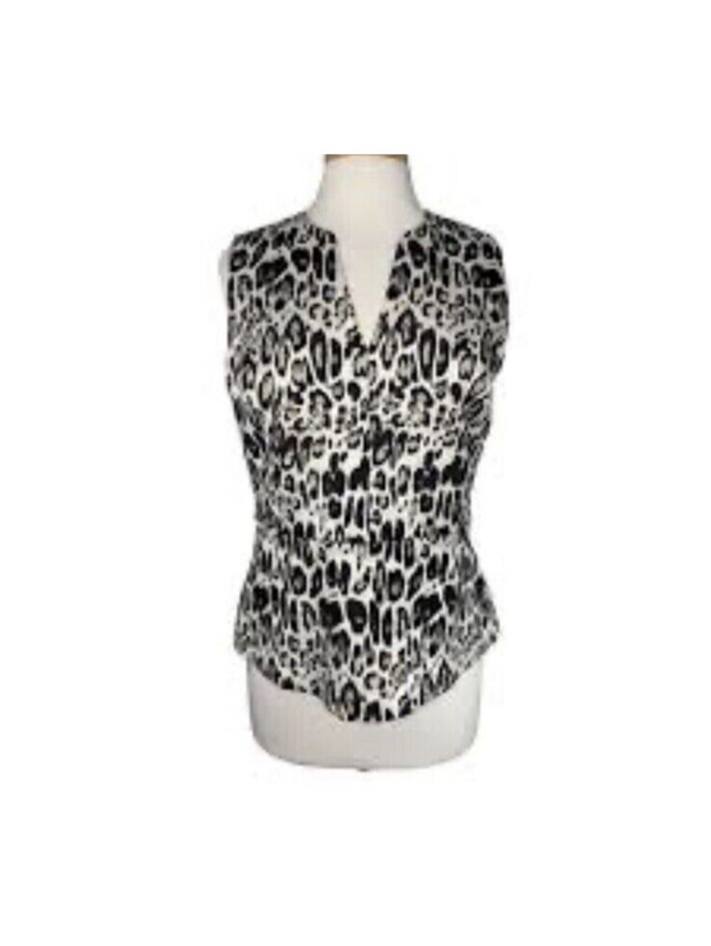 ANN TAYLOR Jacquard Animal Print Sleeveless Lined V-Neck Top Women's Size 0